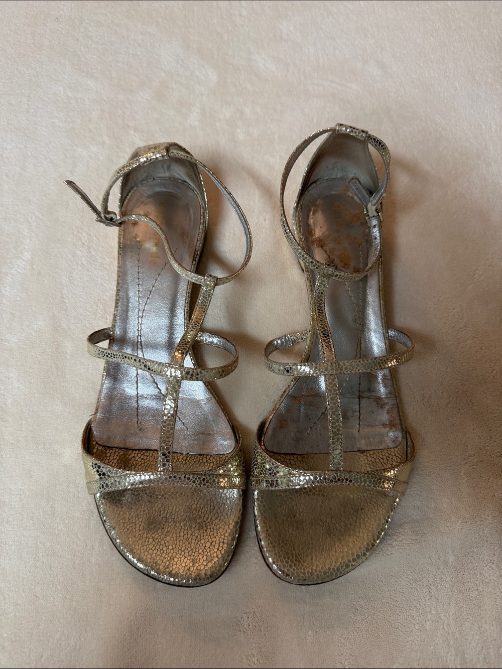 kate spade Metallic Gold T-Strap Open-Toe Sandals